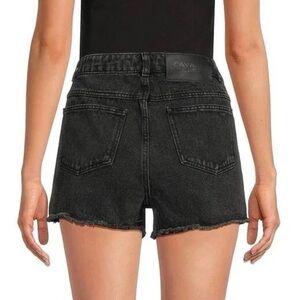 Roberto Cavalli Class High Rise Frayed Hem Washed Black Grey Denim Jean Shorts